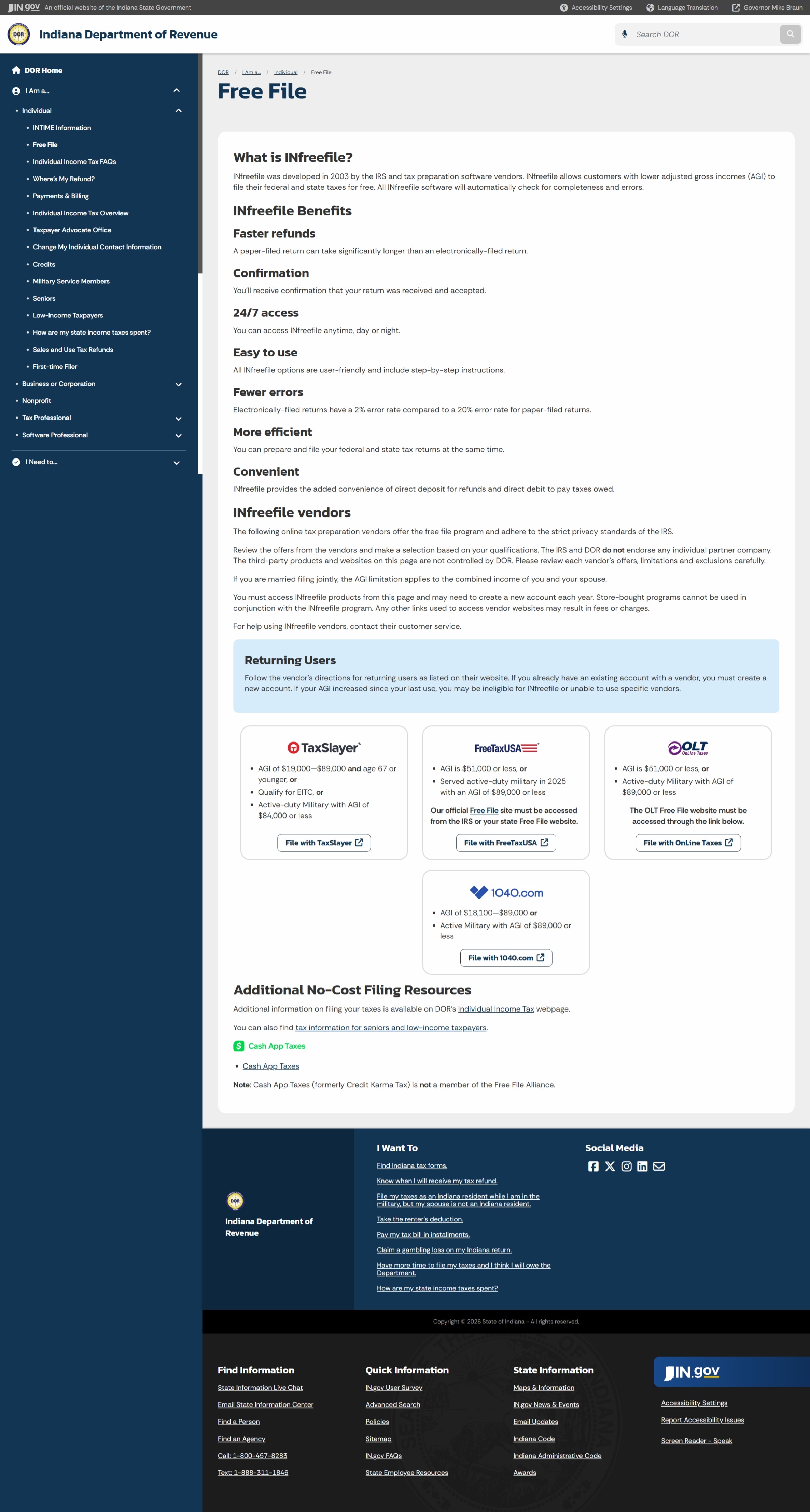 Indiana free file website